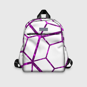 Детский рюкзак 3D с принтом Hexagon в Екатеринбурге, 100% полиэстер | лямки с регулируемой длиной, сверху петелька, чтобы рюкзак можно было повесить на вешалку. Основное отделение закрывается на молнию, как и внешний карман. Внутри дополнительный карман. По бокам два дополнительных кармашка | hexagon | lines | purple | violet | линии | фиолетовый многоугольник | шестиугольник
