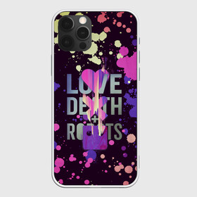 Чехол для iPhone 12 Pro с принтом Love Death and Robots в Екатеринбурге, силикон | область печати: задняя сторона чехла, без боковых панелей | Тематика изображения на принте: cartoon | death | fantasy | heavy | horror | metal | miller | netflix | robots | tim | witness | любовь | миллер | мультфильм | робот | роботы | тим | ужасы | фэнтези