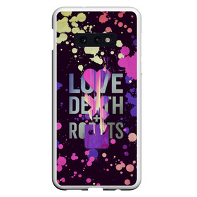 Чехол для Samsung S10E с принтом Love Death and Robots в Екатеринбурге, Силикон | Область печати: задняя сторона чехла, без боковых панелей | Тематика изображения на принте: cartoon | death | fantasy | heavy | horror | metal | miller | netflix | robots | tim | witness | любовь | миллер | мультфильм | робот | роботы | тим | ужасы | фэнтези