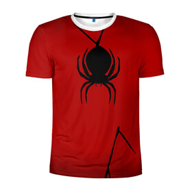 Мужская футболка 3D спортивная с принтом Паук 3D в Екатеринбурге, 100% полиэстер с улучшенными характеристиками | приталенный силуэт, круглая горловина, широкие плечи, сужается к линии бедра | абстракция | екстура | илюстрация | искуство | культура | минимализм | нити | паук | паутина