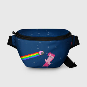 Поясная сумка 3D с принтом Nyan cat x Pony в Екатеринбурге, 100% полиэстер | плотная ткань, ремень с регулируемой длиной, внутри несколько карманов для мелочей, основное отделение и карман с обратной стороны сумки застегиваются на молнию | my little pony | nyan cat | дружба это чудо | единорог | единороги | май литл пони | мульт | мультфильм | нян кэт