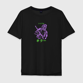 Мужская футболка хлопок Oversize с принтом Serial killer  в Екатеринбурге, 100% хлопок | свободный крой, круглый ворот, “спинка” длиннее передней части | serial killer | техасская резня бензопилой | ужас | хоррор