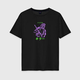 Женская футболка хлопок Oversize с принтом Serial killer  в Екатеринбурге, 100% хлопок | свободный крой, круглый ворот, спущенный рукав, длина до линии бедер
 | serial killer | техасская резня бензопилой | ужас | хоррор