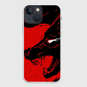 Чехол для iPhone 13 mini с принтом Красный волк 3D в Екатеринбурге,  |  | абстракция | волк | злой | зубы | илюстрация | искуство | культура | минимализм | оскал | текстура | ярость