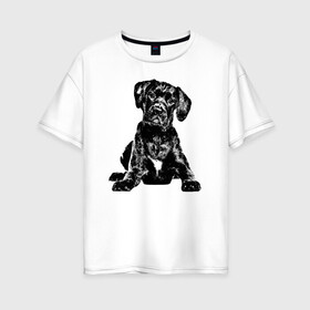 Женская футболка хлопок Oversize с принтом Собака в Екатеринбурге, 100% хлопок | свободный крой, круглый ворот, спущенный рукав, длина до линии бедер
 | doggy | puppy | домашнее животное | собака | щенок