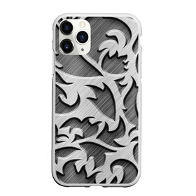 Чехол для iPhone 11 Pro Max матовый с принтом Монохромный узор в Екатеринбурге, Силикон |  | монохром | рисунок | серебристый | серебро | узор