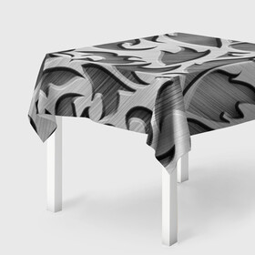 Скатерть 3D с принтом Монохромный узор в Екатеринбурге, 100% полиэстер (ткань не мнется и не растягивается) | Размер: 150*150 см | монохром | рисунок | серебристый | серебро | узор