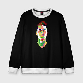 Детский свитшот 3D с принтом Paulo Dybala Pop Art в Екатеринбурге, 100% полиэстер | свободная посадка, прямой крой, мягкая тканевая резинка на рукавах и понизу свитшота | Тематика изображения на принте: art | champion | dybala | football | form | institute | juventus | palermo | paulo | player | pop | soccer | uniform | дибала | институто | легенда | палермо | пауло | форма | футбол | футбола | футболист | чемпион | ювентус