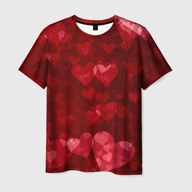 Мужская футболка 3D с принтом СЕРДЕЧКИ | HEARTS (Z) в Екатеринбурге, 100% полиэфир | прямой крой, круглый вырез горловины, длина до линии бедер | affection | cardiac | fondness | heart | love | loving | любимая | любимый | любовь | любоф | любофф | любофь | надписи | надпись | сердечко | сердце | сердцевина | сердчишко