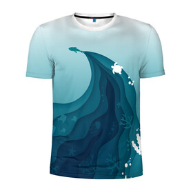 Мужская футболка 3D спортивная с принтом Морские жители в Екатеринбурге, 100% полиэстер с улучшенными характеристиками | приталенный силуэт, круглая горловина, широкие плечи, сужается к линии бедра | волны | глубина | море | морские животные | морские жители | океан | подводный мир
