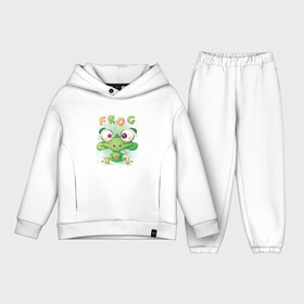 Детский костюм хлопок Oversize с принтом Funny frog в Екатеринбурге,  |  | cute | frog | funny | лягух | лягушенок | лягушка | милый