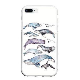 Чехол для iPhone 7Plus/8 Plus матовый с принтом киты в Екатеринбурге, Силикон | Область печати: задняя сторона чехла, без боковых панелей | Тематика изображения на принте: ocean | sea | киты | море | морской принт | морской фон | океан | паттерн | рыбы | текстуры