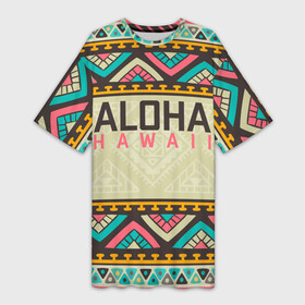 Платье-футболка 3D с принтом АЛОХА ГАВАЙИ, ALOHA, SUMMER в Екатеринбурге,  |  | aloha | aloha hawaii | hawaii | serfing | summer | гаваи | гавайи | гавайский паттрен | дайвинг | лето | море | отпуск | пляж | серфинг | текстура
