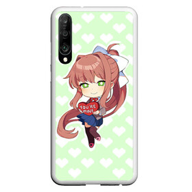 Чехол для Honor P30 с принтом Chibi Monika в Екатеринбурге, Силикон | Область печати: задняя сторона чехла, без боковых панелей | ddlc | doki doki literature club | monika | моника