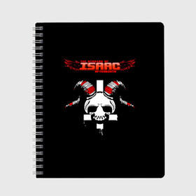 Тетрадь с принтом The Binding of Isaac, Skull  в Екатеринбурге, 100% бумага | 48 листов, плотность листов — 60 г/м2, плотность картонной обложки — 250 г/м2. Листы скреплены сбоку удобной пружинной спиралью. Уголки страниц и обложки скругленные. Цвет линий — светло-серый
 | Тематика изображения на принте: skull | the binding of isaac | айзек | аркады | жертвоприношение айзека | жертвоприношение исаака | исаак | крест | логотипы игр | монстры | персонажи игр | череп