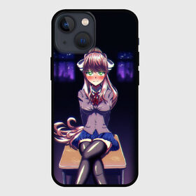 Чехол для iPhone 13 mini с принтом МОНИКА в Екатеринбурге,  |  | anime | doki doki literature club | monika | natsuki | sayori | yuri | аниме | доки доки | доки доки литературный клуб | моника | нацуки | саёри | юри