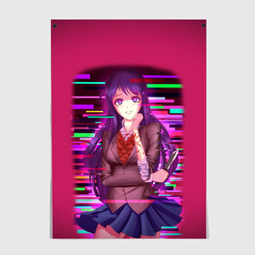 Постер с принтом Literature Club Юри (Yuri) в Екатеринбурге, 100% бумага
 | бумага, плотность 150 мг. Матовая, но за счет высокого коэффициента гладкости имеет небольшой блеск и дает на свету блики, но в отличии от глянцевой бумаги не покрыта лаком | anime | doki doki literature club | monika | natsuki | sayori | yuri | аниме | доки доки | доки доки литературный клуб | моника | нацуки | саёри | юри