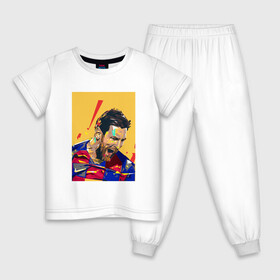 Детская пижама хлопок с принтом Super Messi в Екатеринбурге, 100% хлопок |  брюки и футболка прямого кроя, без карманов, на брюках мягкая резинка на поясе и по низу штанин
 | argentina | barca | barcelona | football | lionel | messi | spain | sport | аргентина | барса | барселона | гол | золотой мяч | игрок | испания | камп ноу | лионель | месси | мяч | спорт | тренер | футбол | чемпион |