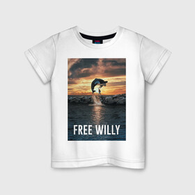 Детская футболка хлопок с принтом касатка в Екатеринбурге, 100% хлопок | круглый вырез горловины, полуприлегающий силуэт, длина до линии бедер | ocean | orca | sea | sea animal | дельфин | касатка | кит | море | океан | освободите вилли | рисунок кита