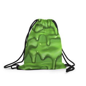 Рюкзак-мешок 3D с принтом Green Slime в Екатеринбурге, 100% полиэстер | плотность ткани — 200 г/м2, размер — 35 х 45 см; лямки — толстые шнурки, застежка на шнуровке, без карманов и подкладки | Тематика изображения на принте: drips | green | slime | желе | зелёный | слайм