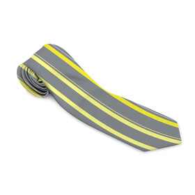 Галстук 3D с принтом Желтые и серые полосы в Екатеринбурге, 100% полиэстер | Длина 148 см; Плотность 150-180 г/м2 | Тематика изображения на принте: gray | stripes | yellow | желтые | полосы | серые