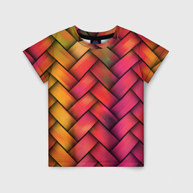 Детская футболка 3D с принтом Colorful weave в Екатеринбурге, 100% гипоаллергенный полиэфир | прямой крой, круглый вырез горловины, длина до линии бедер, чуть спущенное плечо, ткань немного тянется | colorful | texture | twist | weave | красочный | плетенка | текстура