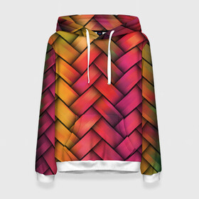Женская толстовка 3D с принтом Colorful weave в Екатеринбурге, 100% полиэстер  | двухслойный капюшон со шнурком для регулировки, мягкие манжеты на рукавах и по низу толстовки, спереди карман-кенгуру с мягким внутренним слоем. | colorful | texture | twist | weave | красочный | плетенка | текстура