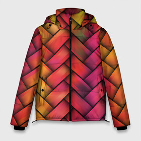 Мужская зимняя куртка 3D с принтом Colorful weave в Екатеринбурге, верх — 100% полиэстер; подкладка — 100% полиэстер; утеплитель — 100% полиэстер | длина ниже бедра, свободный силуэт Оверсайз. Есть воротник-стойка, отстегивающийся капюшон и ветрозащитная планка. 

Боковые карманы с листочкой на кнопках и внутренний карман на молнии. | colorful | texture | twist | weave | красочный | плетенка | текстура