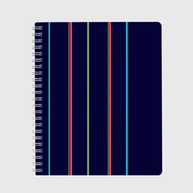 Тетрадь с принтом Синие и розовые полосы в Екатеринбурге, 100% бумага | 48 листов, плотность листов — 60 г/м2, плотность картонной обложки — 250 г/м2. Листы скреплены сбоку удобной пружинной спиралью. Уголки страниц и обложки скругленные. Цвет линий — светло-серый
 | Тематика изображения на принте: blue | pink | stripes | полосатый | полосы | розовые | синие