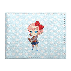 Обложка для студенческого билета с принтом Chibi Sayori в Екатеринбурге, натуральная кожа | Размер: 11*8 см; Печать на всей внешней стороне | ddlc | doki doki literature club | sayori | саёри | сайори