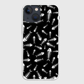 Чехол для iPhone 13 mini с принтом Скелеты рыб в Екатеринбурге,  |  | fish | кости | паттерн | рыба | рыбы | с скелетом рыбы | скелет
