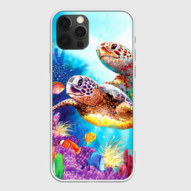 Чехол для iPhone 12 Pro с принтом Морские черепахи в Екатеринбурге, силикон | область печати: задняя сторона чехла, без боковых панелей | Тематика изображения на принте: коралловые | море | морские | океан | подводный мир | рифы | рыбки | рыбы | черепахи