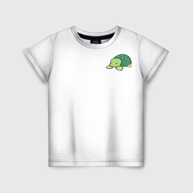 Детская футболка 3D с принтом черепашка в Екатеринбурге, 100% гипоаллергенный полиэфир | прямой крой, круглый вырез горловины, длина до линии бедер, чуть спущенное плечо, ткань немного тянется | маленькая черепашка | морское животное | черепаха | черепаха на белом