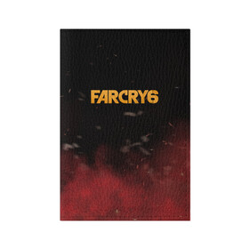 Обложка для паспорта матовая кожа с принтом Far Cry 6 в Екатеринбурге, натуральная матовая кожа | размер 19,3 х 13,7 см; прозрачные пластиковые крепления | far cry 6 | дым | игра | лого | надпись | частицы