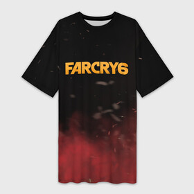 Платье-футболка 3D с принтом Far Cry 6 в Екатеринбурге,  |  | far cry 6 | дым | игра | лого | надпись | частицы
