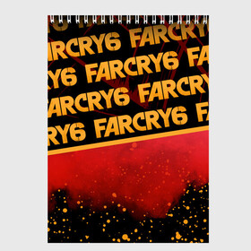 Скетчбук (блокнот) с принтом Far Cry 6 в Екатеринбурге, 100% бумага
 | 48 листов, плотность листов — 100 г/м2, плотность картонной обложки — 250 г/м2. Листы скреплены сверху удобной пружинной спиралью | far cry 6 | дым | игра | капли | лого | надпись | частицы