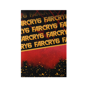 Обложка для паспорта матовая кожа с принтом Far Cry 6 в Екатеринбурге, натуральная матовая кожа | размер 19,3 х 13,7 см; прозрачные пластиковые крепления | far cry 6 | дым | игра | капли | лого | надпись | частицы