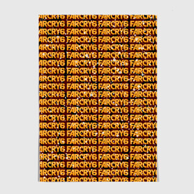 Постер с принтом Far Cry 6 в Екатеринбурге, 100% бумага
 | бумага, плотность 150 мг. Матовая, но за счет высокого коэффициента гладкости имеет небольшой блеск и дает на свету блики, но в отличии от глянцевой бумаги не покрыта лаком | far cry 6 | игра | лого | надпись | текстура | частицы