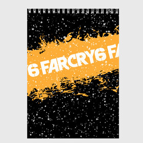 Скетчбук (блокнот) с принтом Far Cry 6 в Екатеринбурге, 100% бумага
 | 48 листов, плотность листов — 100 г/м2, плотность картонной обложки — 250 г/м2. Листы скреплены сверху удобной пружинной спиралью | far cry 6 | игра | капли | лого | надпись | снег | частицы
