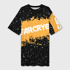 Платье-футболка 3D с принтом Far Cry 6 в Екатеринбурге,  |  | far cry 6 | игра | капли | лого | надпись | снег | частицы