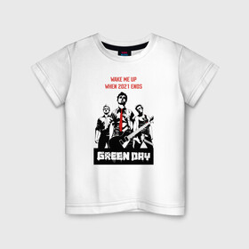 Детская футболка хлопок с принтом Green day: wake me up в Екатеринбурге, 100% хлопок | круглый вырез горловины, полуприлегающий силуэт, длина до линии бедер | Тематика изображения на принте: billie joe armstrong | green day | punk | rock | wake me up | билли джо | грин дей | панк | рок