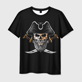 Мужская футболка 3D с принтом Морской Капитан Пират в Екатеринбурге, 100% полиэфир | прямой крой, круглый вырез горловины, длина до линии бедер | дэви джонс | капитан | клад | пират | пираты | сабли | сокровища | сундук мертвеца | чёрная борода