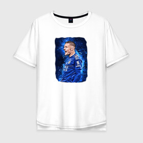 Мужская футболка хлопок Oversize с принтом Джейми Варди Jamie Vardy в Екатеринбурге, 100% хлопок | свободный крой, круглый ворот, “спинка” длиннее передней части | jamie vardy | king power | lester city | англия | британия | джейми варди | известные личности | лестер сити | мужчинам | спорт | спортсмены | футбол | футболист | хобби | эмоции