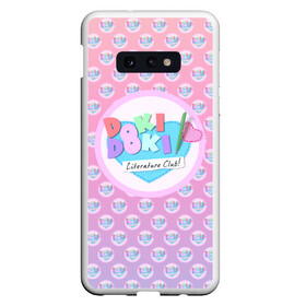 Чехол для Samsung S10E с принтом Doki Doki Literature Club Лого паттерн (Z) в Екатеринбурге, Силикон | Область печати: задняя сторона чехла, без боковых панелей | Тематика изображения на принте: doki doki | doki doki literature club | monika | natsuki | sayori | team salvato | yuri | доки | доки доки | литературный клуб | моника | нацуки | саёри | юри