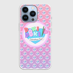 Чехол для iPhone 13 Pro с принтом Doki Doki Literature Club | Лого паттерн (Z) в Екатеринбурге,  |  | Тематика изображения на принте: doki doki | doki doki literature club | monika | natsuki | sayori | team salvato | yuri | доки | доки доки | литературный клуб | моника | нацуки | саёри | юри