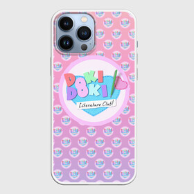 Чехол для iPhone 13 Pro Max с принтом Doki Doki Literature Club | Лого паттерн (Z) в Екатеринбурге,  |  | Тематика изображения на принте: doki doki | doki doki literature club | monika | natsuki | sayori | team salvato | yuri | доки | доки доки | литературный клуб | моника | нацуки | саёри | юри