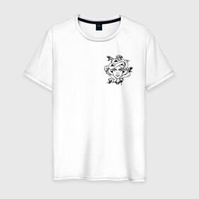 Мужская футболка хлопок с принтом Tattoo T-shirt Medusa black в Екатеринбурге, 100% хлопок | прямой крой, круглый вырез горловины, длина до линии бедер, слегка спущенное плечо. | minimal. тату | tattoo | медуза | минимализм | мифология