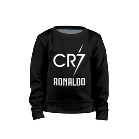 Детский свитшот хлопок с принтом CR7 Cristiano Ronaldo logo в Екатеринбурге, 100% хлопок | круглый вырез горловины, эластичные манжеты, пояс и воротник | 7 | champion | cr7 | cristiano ronaldo | fifa | football | football club | juventus | soccer | uefa | игра | криштиану роналду | лига чемпионов | реал мадрид | сборная португалии | спорт | уефа | фифа | фк | футбол | футболь