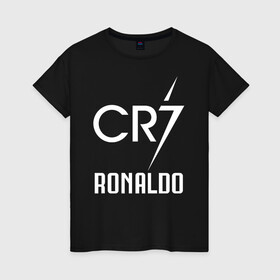 Женская футболка хлопок с принтом CR7 Cristiano Ronaldo logo в Екатеринбурге, 100% хлопок | прямой крой, круглый вырез горловины, длина до линии бедер, слегка спущенное плечо | 7 | champion | cr7 | cristiano ronaldo | fifa | football | football club | juventus | soccer | uefa | игра | криштиану роналду | лига чемпионов | реал мадрид | сборная португалии | спорт | уефа | фифа | фк | футбол | футболь