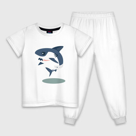 Детская пижама хлопок с принтом Акуленок в Екатеринбурге, 100% хлопок |  брюки и футболка прямого кроя, без карманов, на брюках мягкая резинка на поясе и по низу штанин
 | Тематика изображения на принте: baby | shark | акула | акуленок | акулы | жители | клыки | море | морские | океан | памперс | паттерн | ребенок | рыба | черные